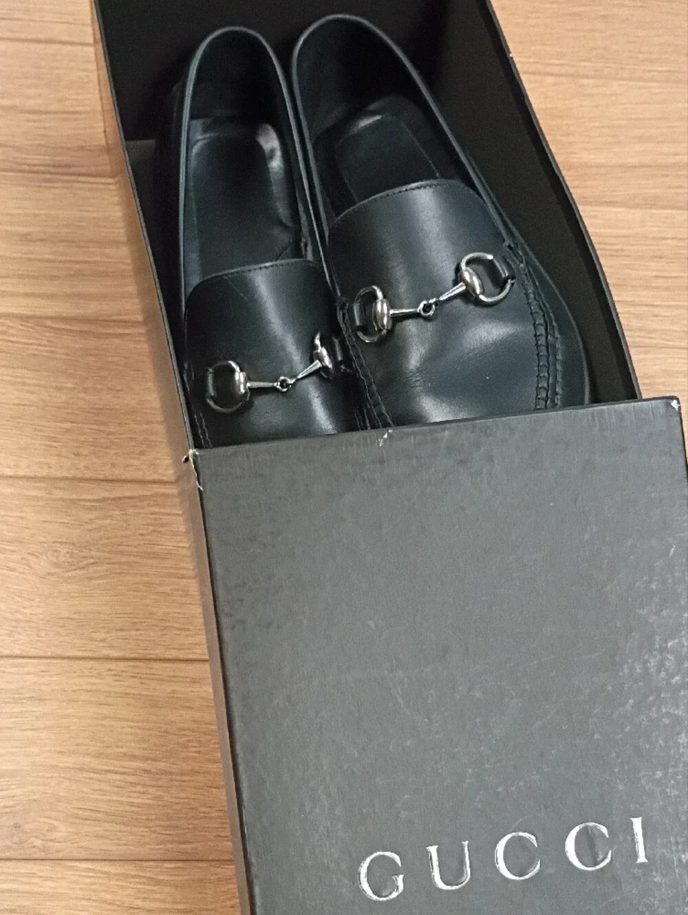 Vintage Gucci Horsebit Loafers Black Leather Bit Moccasins Men's Size 11.5 D